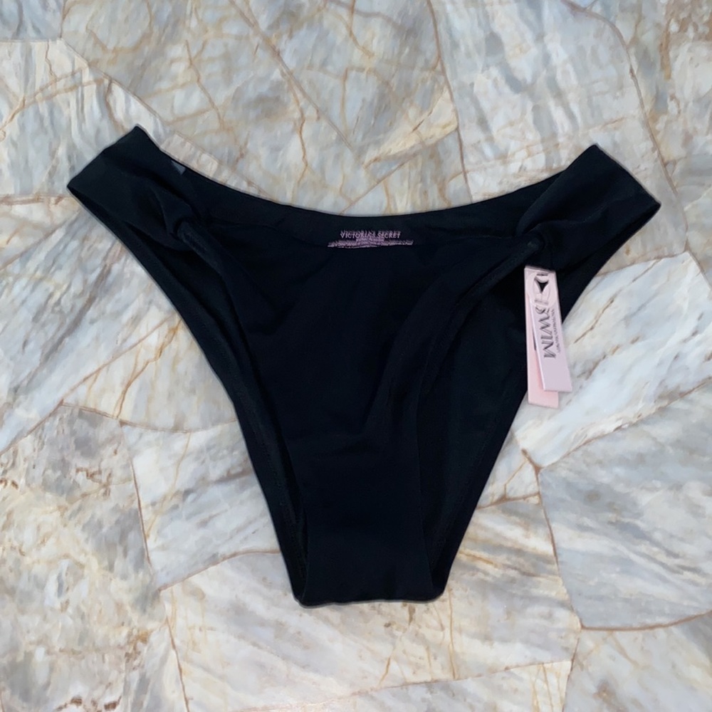 VICTORIA'S‎ SECRET SWIM Twist Brazilian Bikini Bottom Swimsuit Bottoms Black